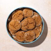 ginger molasses cookies in a cookie tin