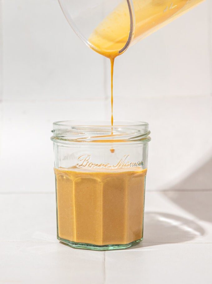 nutritional yeast salad dressing in glass jar