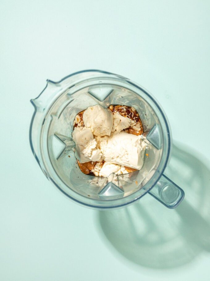 silken tofu and peanut butter in blender