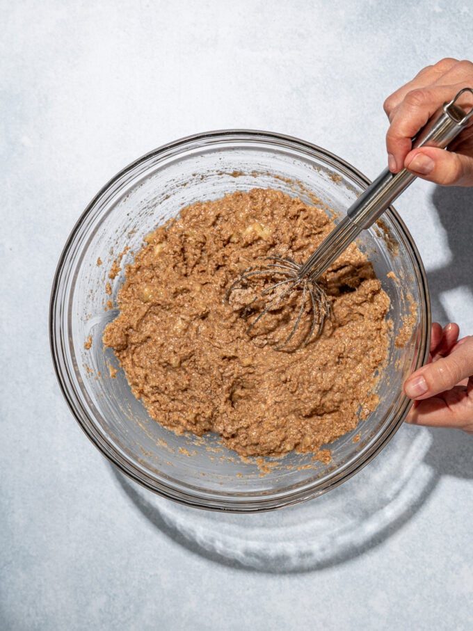 hand mixing bran muffin batter